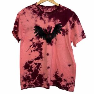 Stephanie Bayles Mothman Tie-Dye Graphic Tee Pink Horror Cryptid Large